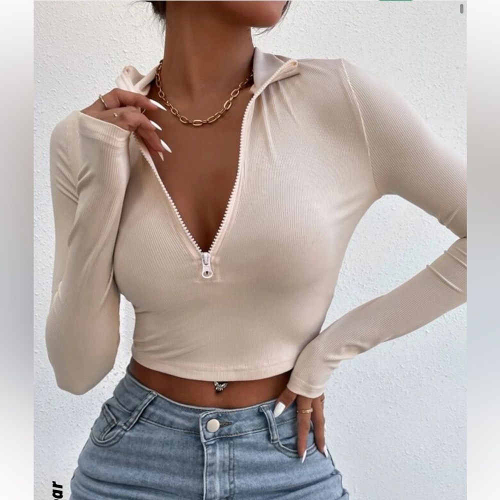 Athletic or casual cropped quarter zip